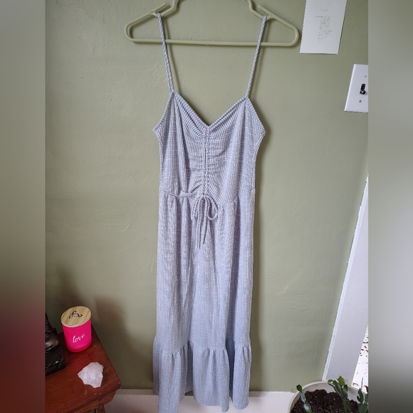 Caution To The Wind Dresses & Skirts - Caution to the Wind Women's Medium Light Blue White Spaghetti Strap Dress